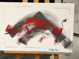 Roter Stier, unbezähmbar“, 40 x 60 cm, Acryl auf Leinwand