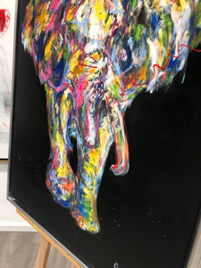 Druck „Elefant“, handcoloriert