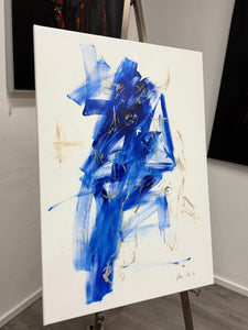 „Bull - abstract - blue“, 100 x 70 x 2 cm