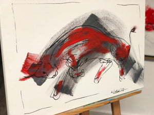 Roter Stier, unbezähmbar“, 40 x 60 cm, Acryl auf Leinwand