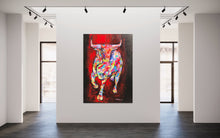 Laden Sie das Bild in den Galerie-Viewer, Bunt auf rot,140 x 100 cm