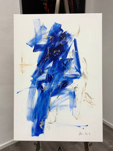 „Bull - abstract - blue“, 100 x 70 x 2 cm