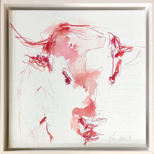 Laden Sie das Bild in den Galerie-Viewer, Bull Head with red, 40 x 40 cm