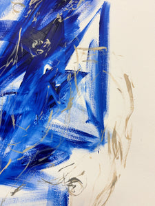 „Bull - abstract - blue“, 100 x 70 x 2 cm