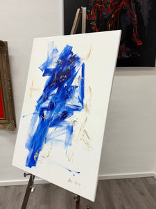 „Bull - abstract - blue“, 100 x 70 x 2 cm