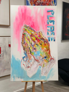 „Please“, 160 x 100 cm, Acryl und Kohle auf Leinwand, 2024