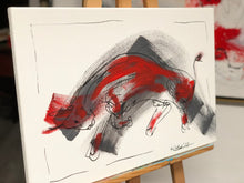 Laden Sie das Bild in den Galerie-Viewer, Roter Stier, unbezähmbar“, 40 x 60 cm, Acryl auf Leinwand