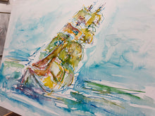 Laden Sie das Bild in den Galerie-Viewer, „Gorch Fock“, 60 x 80 cm, Aquarell auf Leinwand