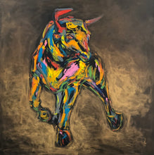 Load image into Gallery viewer, „Wallstreet Bull“, 100 x 100 cm