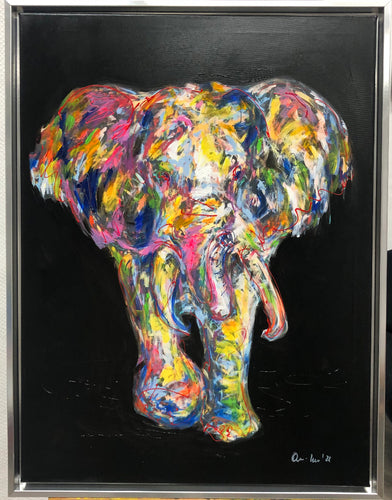 Druck „Elefant“, handcoloriert