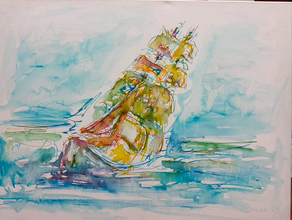 „Gorch Fock“, 60 x 80 cm, Aquarell auf Leinwand