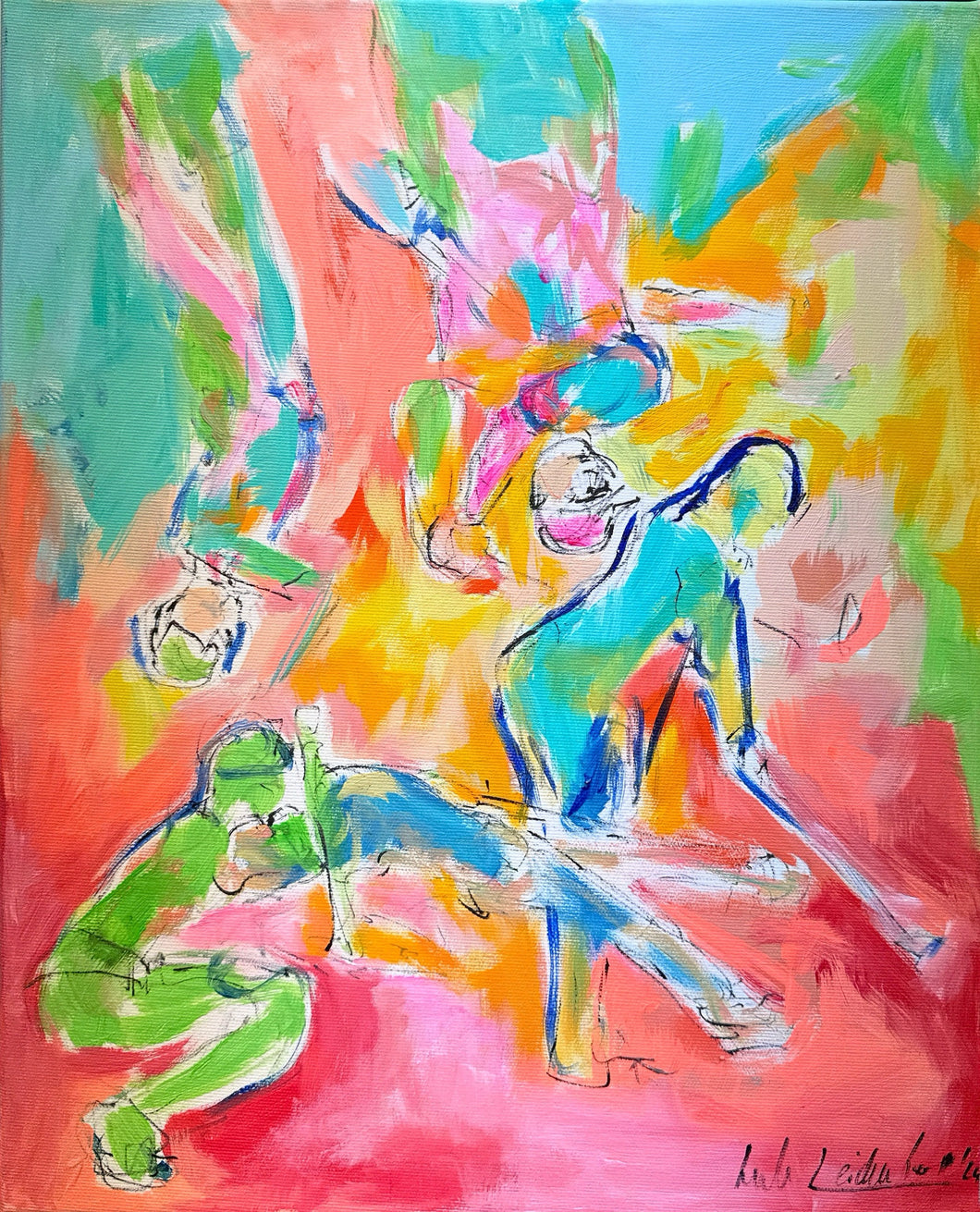 Farbenfrohe Golfspieler, 50 x 40 cm