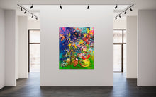 Laden Sie das Bild in den Galerie-Viewer, „Farbiges Spiel mit Blumen“, 120 x 100 cm