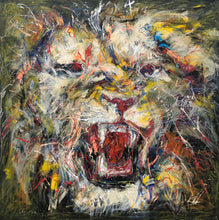 Laden Sie das Bild in den Galerie-Viewer, „Brüllender Löwe“, 100 x 100 cm