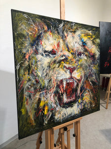 „Brüllender Löwe“, 100 x 100 cm