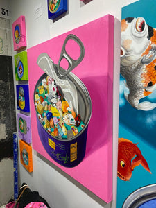 Canned Koi Consumption/The Shopping Queen“, 2020, 100 x 100 cm