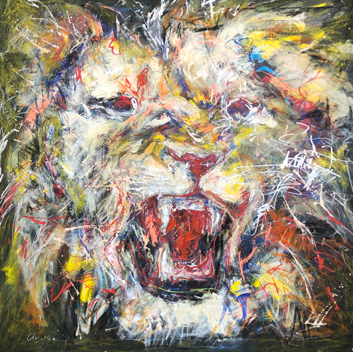 „Brüllender Löwe“, 100 x 100 cm