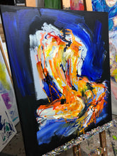 Load image into Gallery viewer, „Nude in blau“, 60 x 70 cm, Mischtechnik auf Leinwand