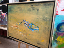 Load image into Gallery viewer, „Boot in Gold“, 80 x 60 cm, Mischtechnik auf Leinwand