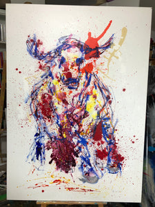 „Barcelona Stier“, 100 x 140 cm, Mischtechnik auf Leinwand