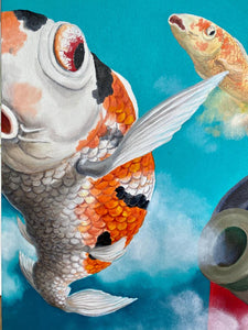 Canned Koi Cannon, 2020, 100 x 100 cm, oil on canvas