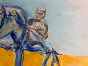 „Traberderby der blauen Pferde“, 110 x 140 cm