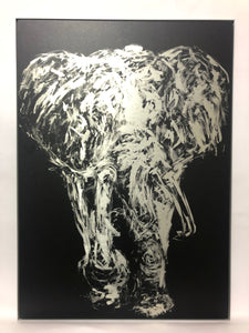 Druck „Elefant in Silber“, inkl. Rahmen