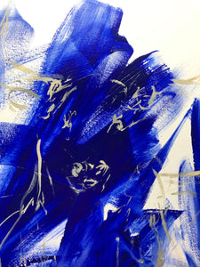 „Bull - abstract - blue“, 100 x 70 x 2 cm