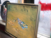 Laden Sie das Bild in den Galerie-Viewer, „Boot in Gold“, 80 x 60 cm, Mischtechnik auf Leinwand