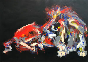 Künstlerin Nicole Leidenfrost, Original, signiert, "Löwe Abstrakt"