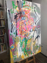 Laden Sie das Bild in den Galerie-Viewer, A snowman and a saxophone, 120 x 80 x 2 cm