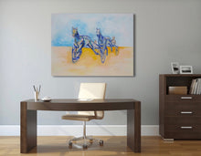 Laden Sie das Bild in den Galerie-Viewer, „Traberderby der blauen Pferde“, 110 x 140 cm