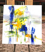 Laden Sie das Bild in den Galerie-Viewer, „Situation mit Blau“, 110 x 110 cm