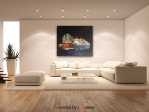 „Queen Mary in Hamburg“, 120 x 100 cm