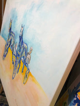 Load image into Gallery viewer, „Traberderby der blauen Pferde“, 110 x 140 cm