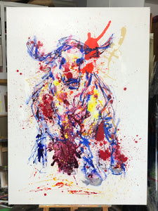 „Barcelona Stier“, 100 x 140 cm, Mischtechnik auf Leinwand