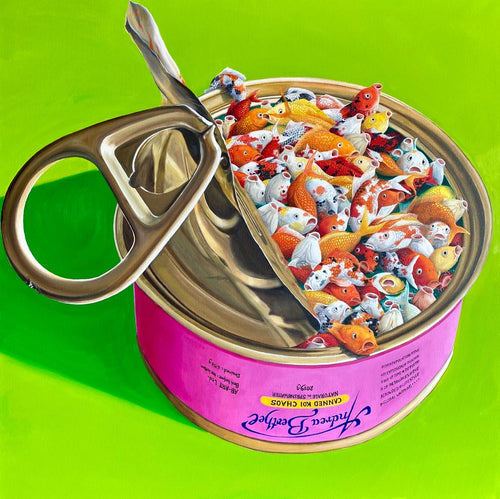 Canned Koi Chaos, 2019, 100 x 100 cm, oil on canvas