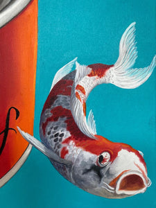 Canned Koi Cannon, 2020, 100 x 100 cm, oil on canvas