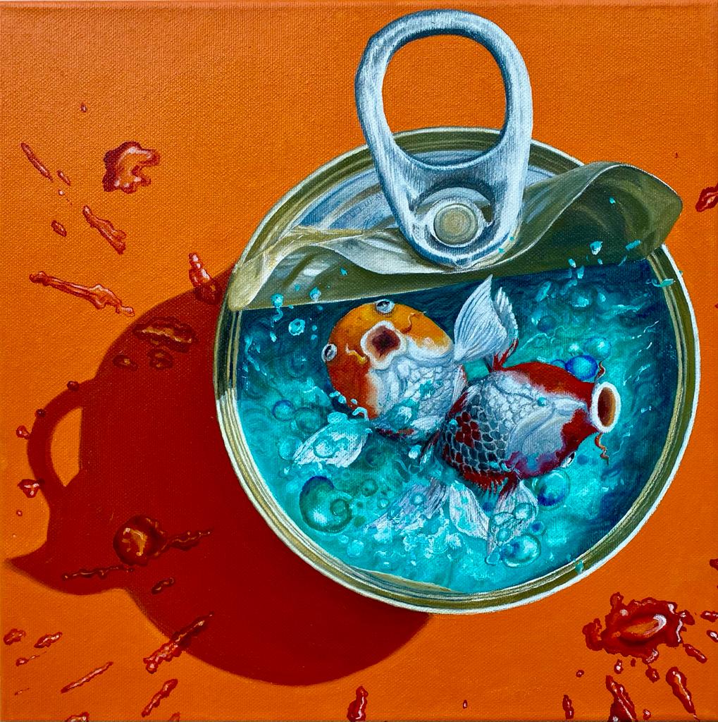 Canned Koi Sexplosion, 2021, 30 x 30 cm, oil on canvas