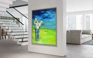 „Schlag in die Weite“, 100 x 120 cm, Acryl auf Leinwand