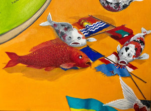 Canned Koi Climate Summit, 2020, 100 x 100 cm, oil on canvas