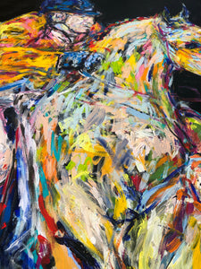 „Teuerstes Springpferd der Welt“, 100 x 140 cm