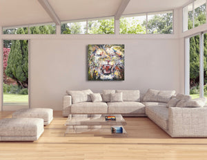 „Brüllender Löwe“, 100 x 100 cm
