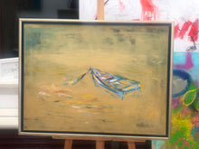 Laden Sie das Bild in den Galerie-Viewer, „Boot in Gold“, 80 x 60 cm, Mischtechnik auf Leinwand
