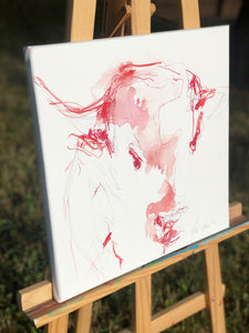 Bull Head with red, 40 x 40 cm