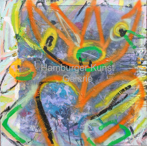 Ramona Leiss, „Wall E“, 100 x 100 cm, Mischtechnik auf Leinwand