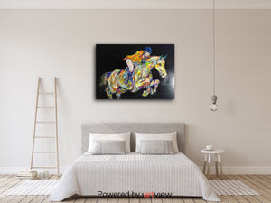 „Teuerstes Springpferd der Welt“, 100 x 140 cm